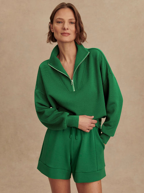 Hawley Half Zip Sweat in Verdant Green