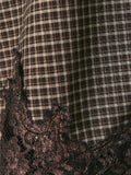 All About That Lace Button Up in Brown Plaid
