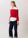 Madex Off The Shoulder Sweater in Red