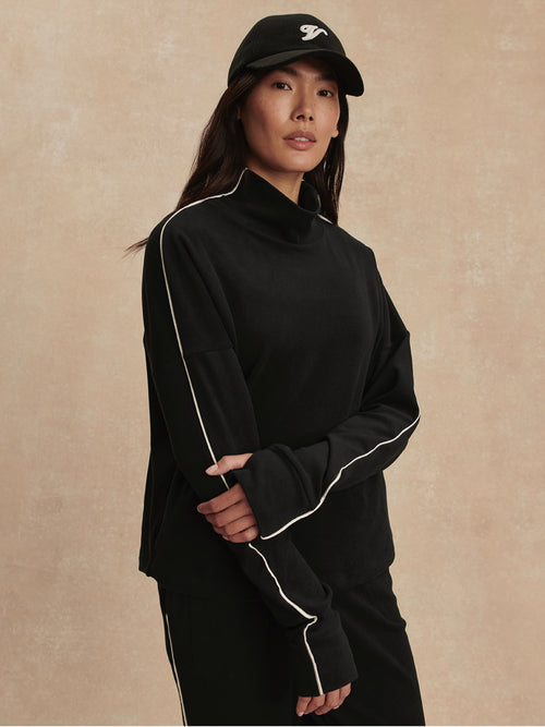 Rona High Neck Midlayer in Black & Snow White