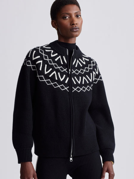 Alys Fairisle Knit Jacket in Black