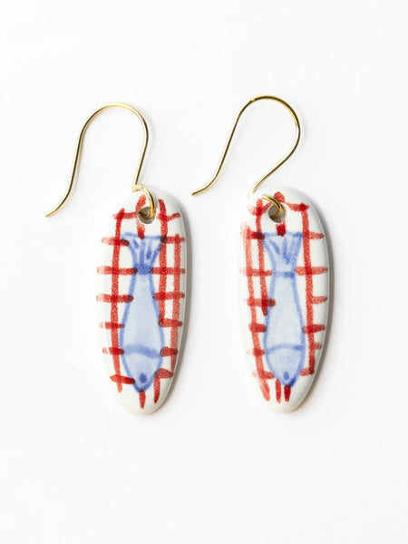 Danielle Ceramic Earring in Plaid Fish