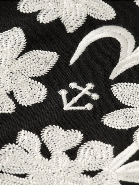 Embroidered Sleeve Sweatshirt in Evening Black