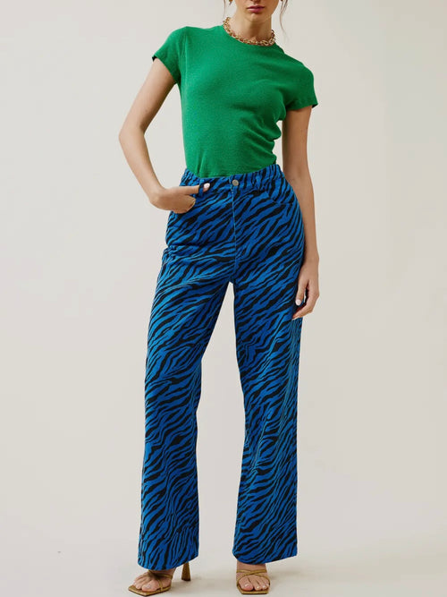 Wild Wonder Zebra Pant in Blue