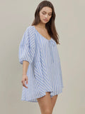 So Seersucker Romper in Blue