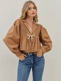 Babydoll Bow Blouse in Caramel