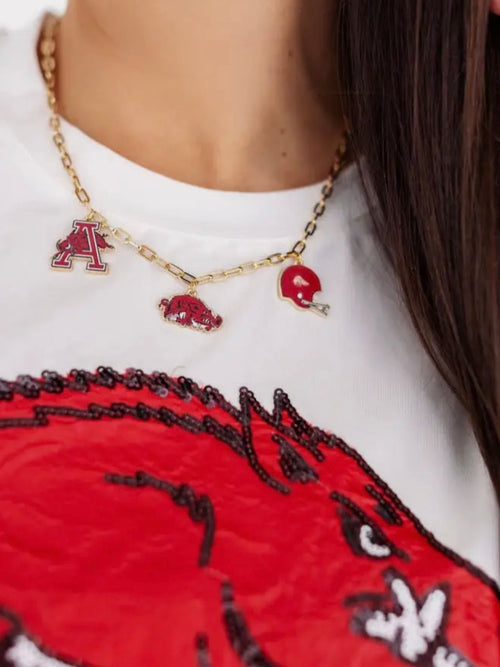 College Vault Arkansas Charm Necklace