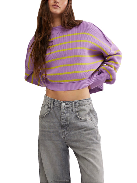 Stripe Easy Street Crop Pullover in Iris Orchid Combo