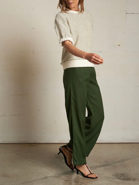 Rebecca French Terry Puff Sleeve Sweatshirt in Green Stripe