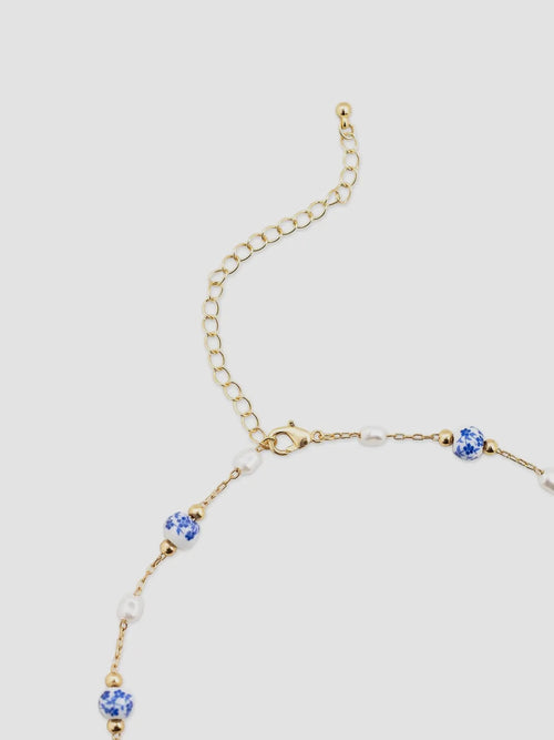 Chinoiserie Bead Necklace in Blue