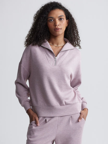 Hawley Half Zip Sweat in Mauve Marl