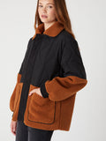 Toasty Vibes Sherpa Jacket in Black & Rust