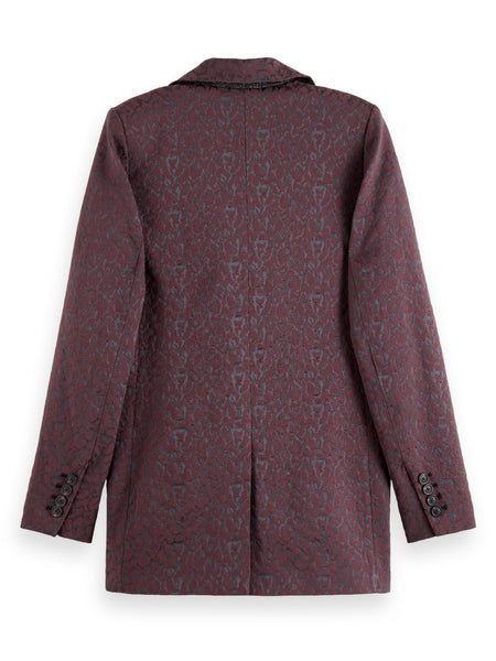 Leopard Jacquard Blazer in Bordeaux