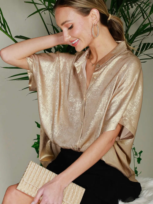 Liquid Gold Blouse in Metallic