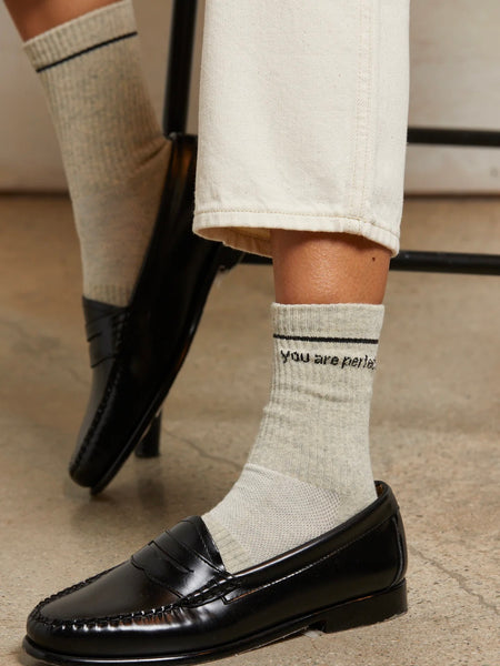 You Are Perfect Socks in Heather Grey