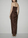 Liquid Mousse Shirred Dress in Brown