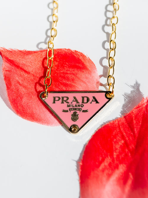 Triangle Repurposed Necklace in Pink