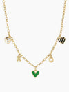 Campbell Heart Charm Necklace in Green