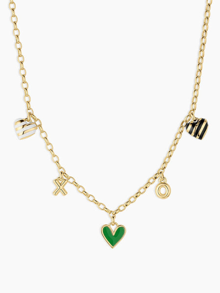 Campbell Heart Charm Necklace in Green