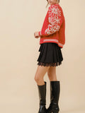 Earn Your Pearls Varsity Jacket in Red