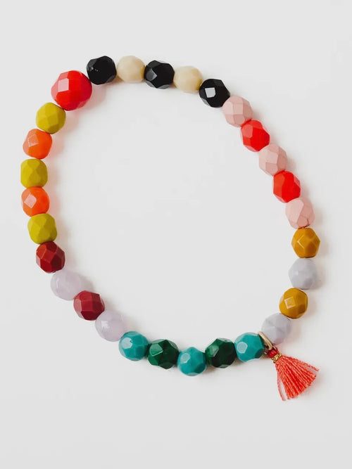 Rainbow Stretch Bracelet in Orange Tassel