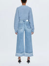 Lana Crop Wide Leg Cuffed Jean in Snowcat