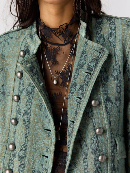 Lotty Jacquard Jacket in Steel Sea