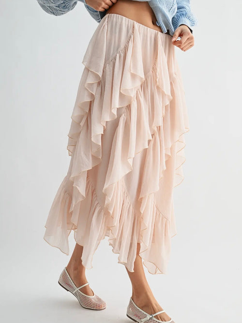 She's Magic Ruffle Skirt in Blush