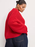 Chunky Knit Mock Neck Sweater in Chili