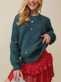 Holly Jolly Stone Sweater in Hunter Green