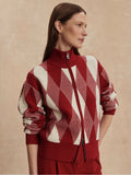 Karina Jacquard Knit Jacket in Red Dahlia