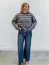 Piper Cabana Stripe Cardigan in Grey & Ivory