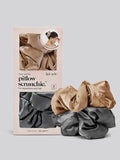 Satin Sleep Pillow Scrunchies in Charcoal & Gold