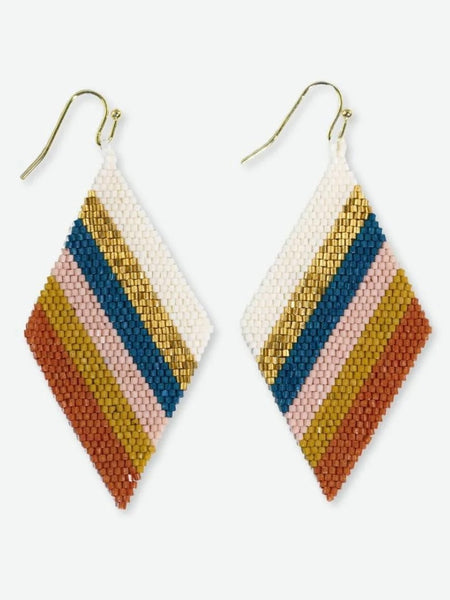 Frida Diagonal Beaded Earring in Desert