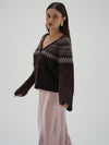 Stewart Fair Isle Cardigan in Brown