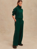Brushed Rib Wide Leg Pant 28 in Pine Grove & Cement