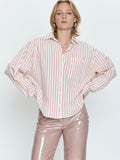 Sloane Button Up Shirt in Rose Multi Stripe