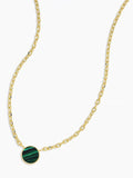 Rose Marble Coin Necklace in Malachite Marble