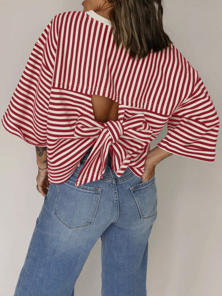 Back Story Stripe Tee in Red