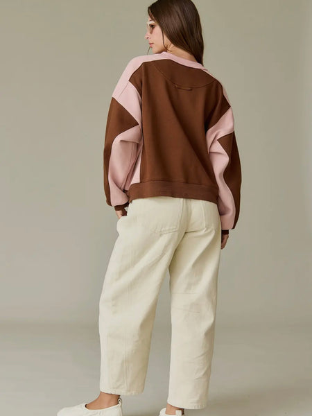 Go Glen Cocoa Sweatshirt in Brown & Pink