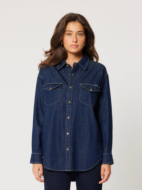 Classic Denim Shirt in Dark Rinse