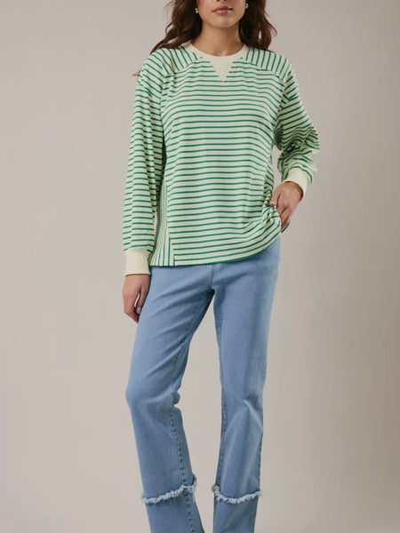 Cruisin' Through Stripe Top in Green & Cream