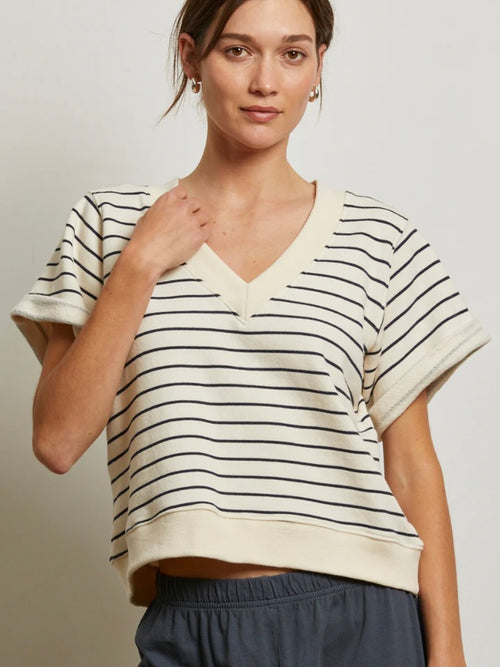 Briggs Terry Short Sleeve Sweatshirt in Night Stripe