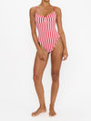 Bells Beach One Piece in Red Stripe Contour Scrunch