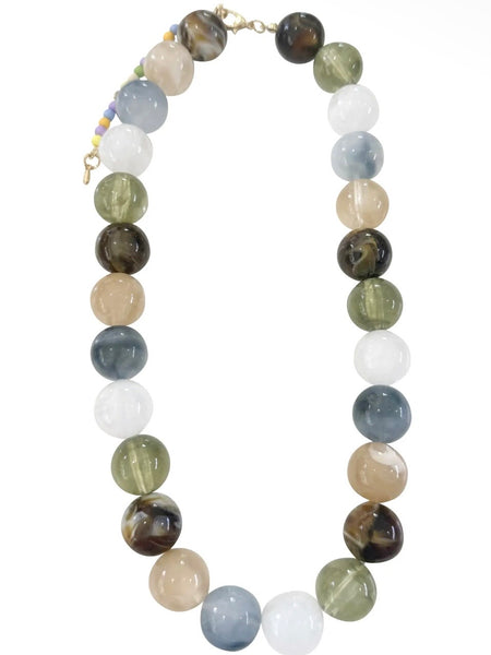 Corinne Chunky Beaded Necklace in Blue