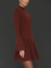 Asymmetrical Hem Mini Sweater Dress in Rust