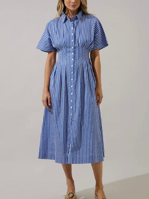 Barklin Stripe Midi Dress in Blue