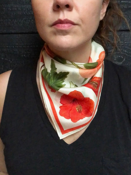 Hibiscus Flower Silk Bandana