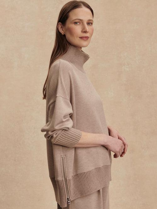 Barker High Neck Sweat in Taupe Marl