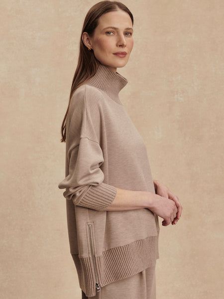 Barker High Neck Sweat in Taupe Marl